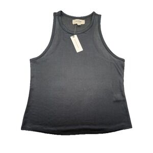 Porridge Anthropologie Ribbed Tank Top Black Light Shimmer XS Stretch NWT